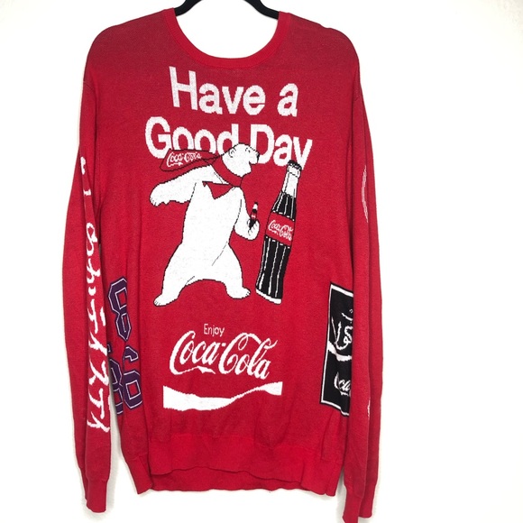 PacSun | Sweaters | Pacsun Coca Cola Polar Bear Red Sweater M L | Poshmark
